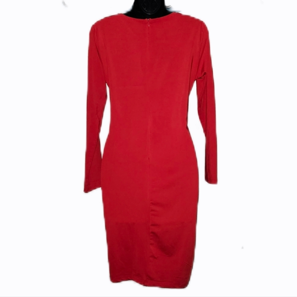 Sexy Red Long Sleeve Bodycon Dress - Picture 4 of 5